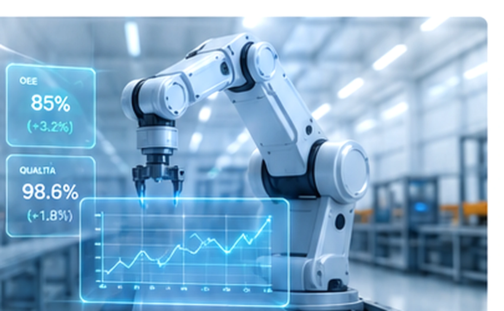 Robot industriale con analisi dati e controllo qualità